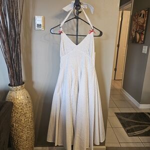 Lucky 13 Retro White Swing Dress with Black Polka Dots Size XL